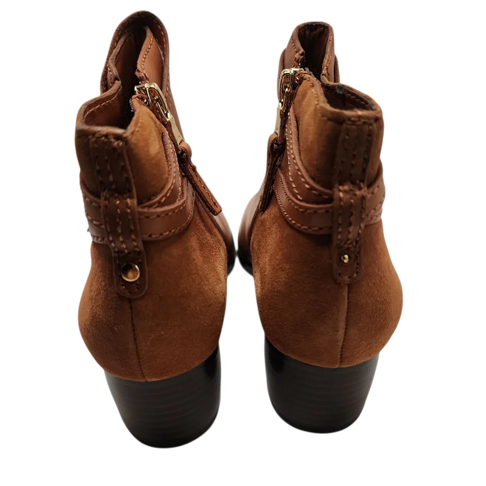Lauren Ralph Lauren LRL Mixed Leather Block Heel Zip Up Ankle Boots Size‎ 6B
